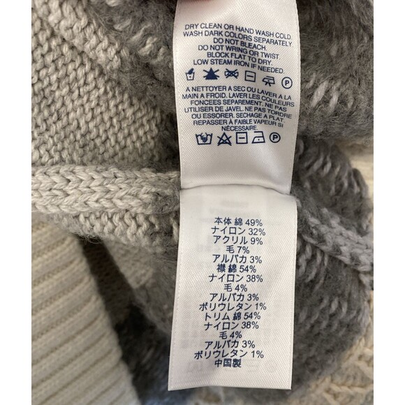 Lands End Women Size 1X Sweater Ivory Fair Isle Chunky Wool Alpaca Turtleneck - Picture 10 of 15